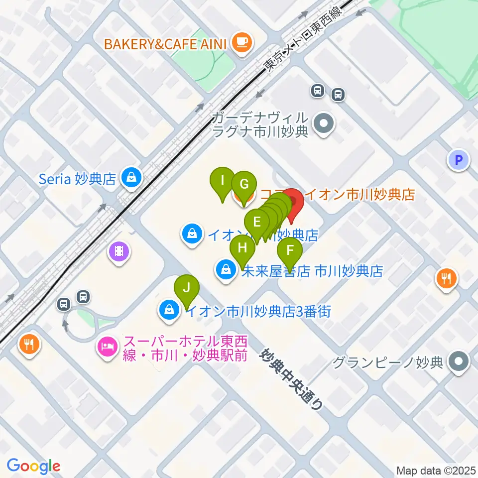 伊藤楽器 妙典イオンセンター周辺のファミレス・ファーストフード一覧地図