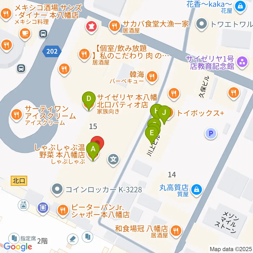 伊藤楽器 本八幡センター周辺のファミレス・ファーストフード一覧地図