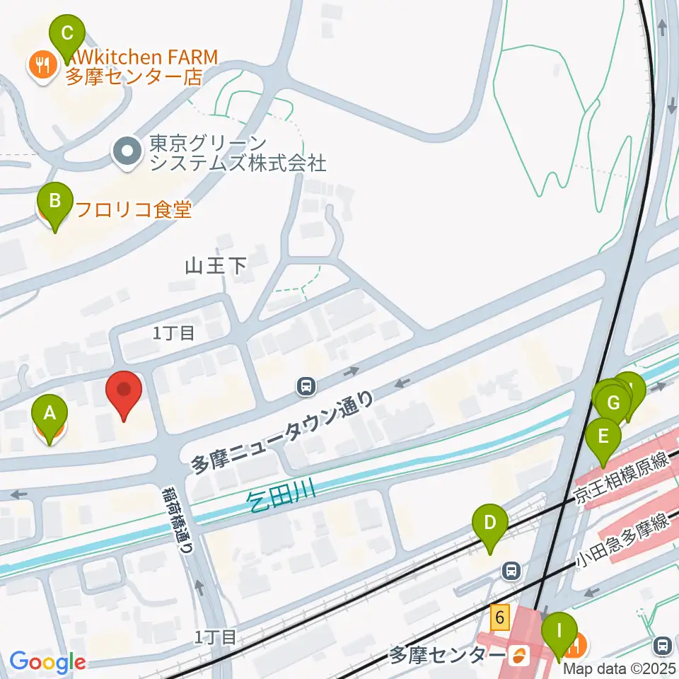 スタジオAnida周辺のファミレス・ファーストフード一覧地図