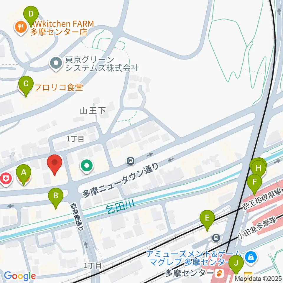 スタジオAnida周辺のファミレス・ファーストフード一覧地図