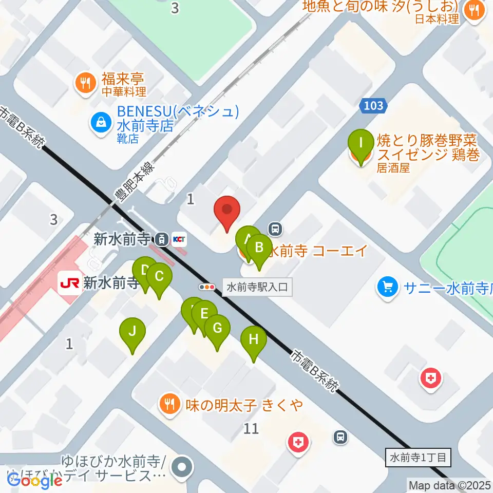 ムラヤマレコード水前寺本店周辺のファミレス・ファーストフード一覧地図