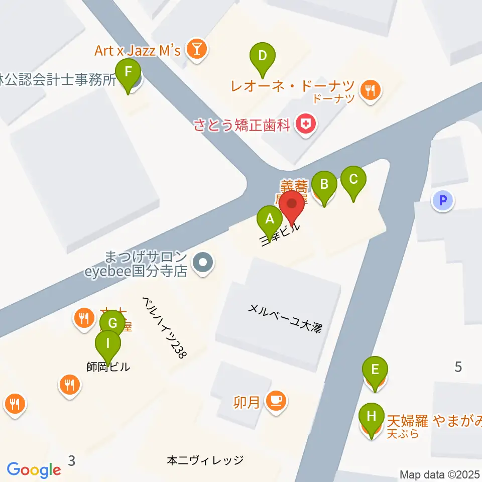 国分寺giee周辺のファミレス・ファーストフード一覧地図