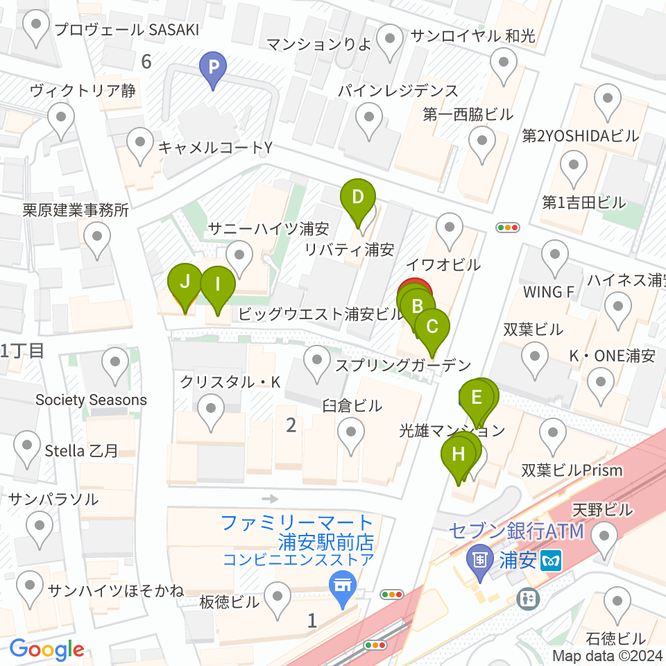 ジェイズスタジオ 浦安店周辺のファミレス・ファーストフード一覧地図