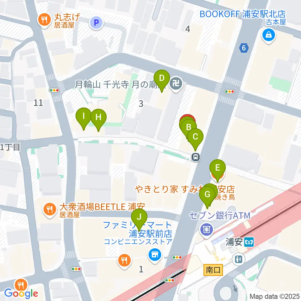 ジェイズスタジオ 浦安店周辺のファミレス・ファーストフード一覧地図