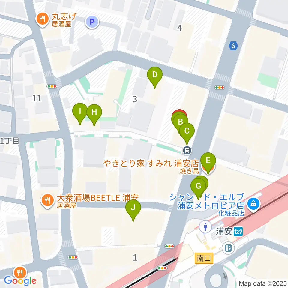 ジェイズスタジオ 浦安店周辺のファミレス・ファーストフード一覧地図
