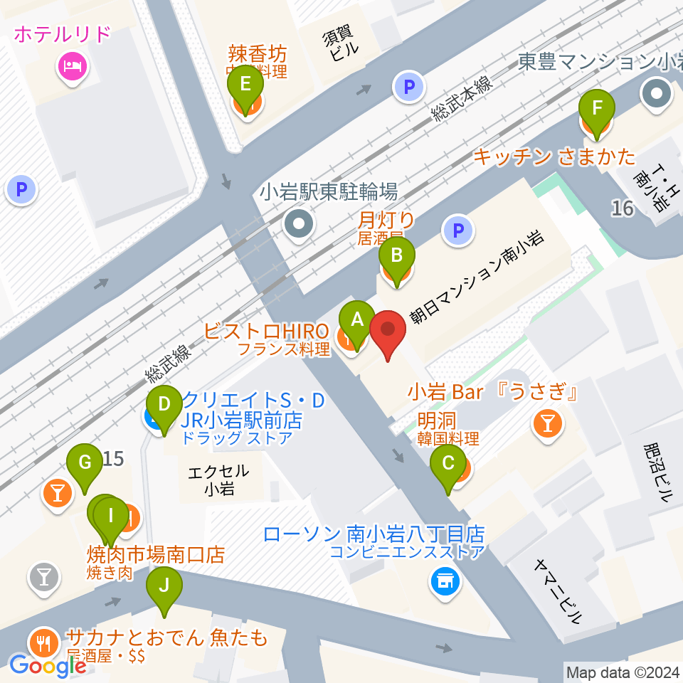 小岩BACK IN TIME周辺のファミレス・ファーストフード一覧地図