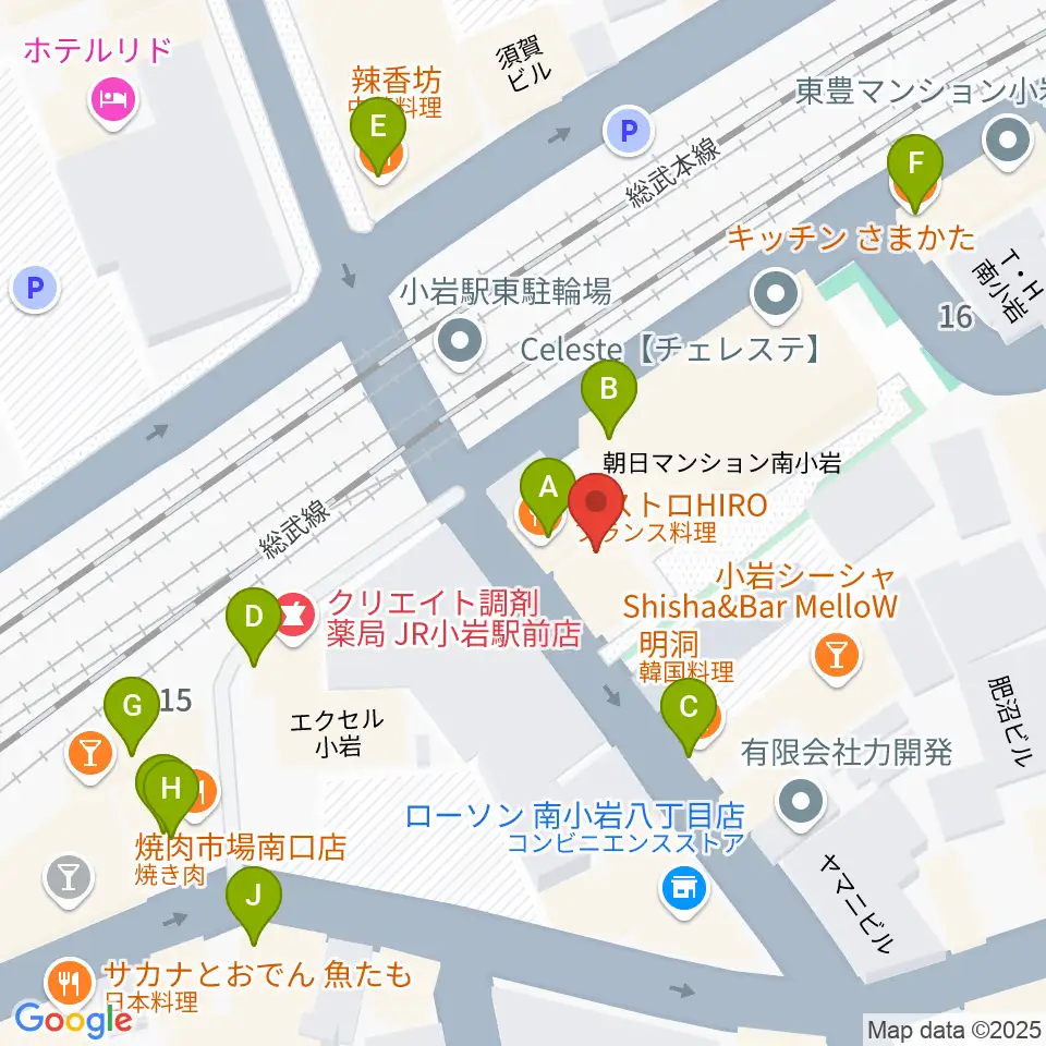 小岩BACK IN TIME周辺のファミレス・ファーストフード一覧地図