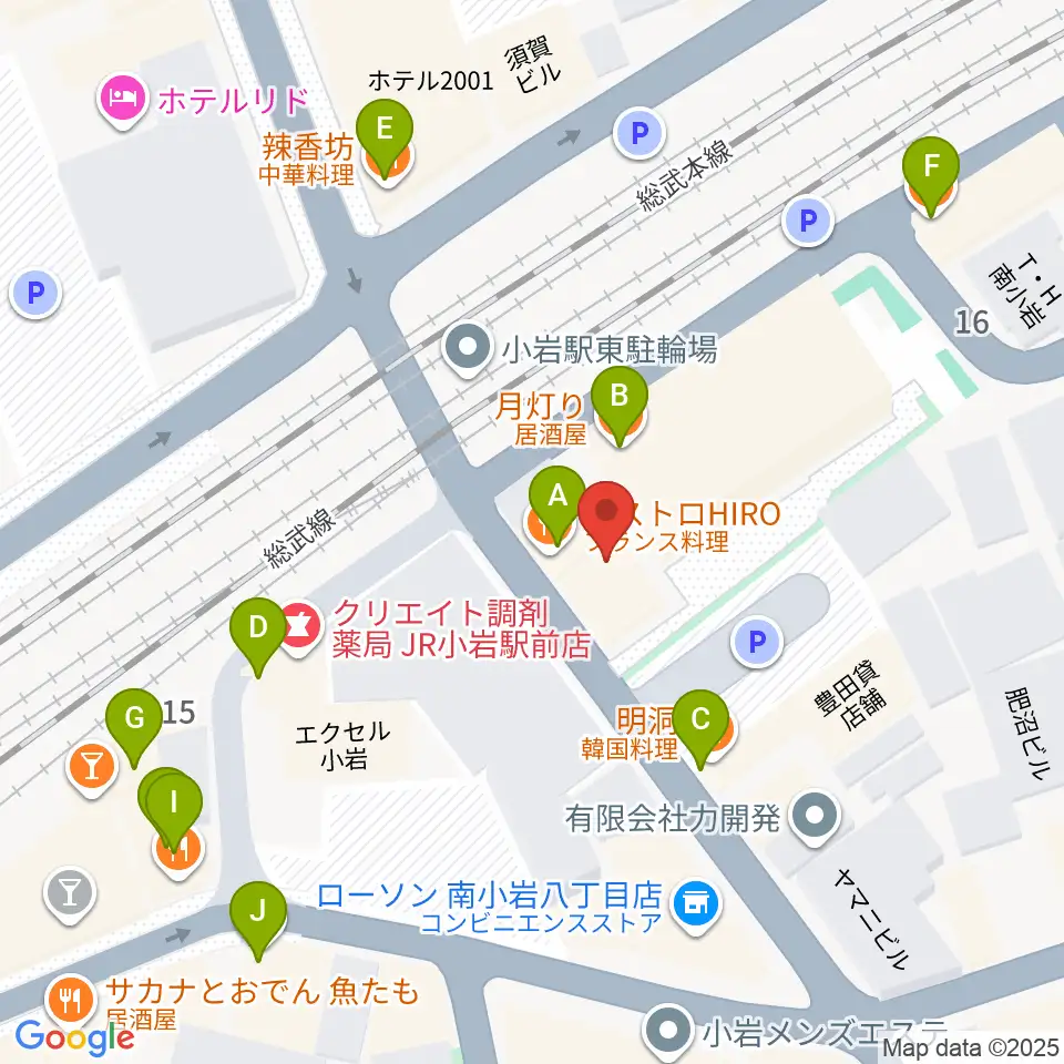 小岩BACK IN TIME周辺のファミレス・ファーストフード一覧地図