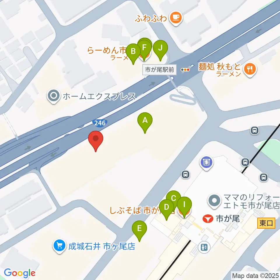 山響楽器店 市ヶ尾センター周辺のファミレス・ファーストフード一覧地図