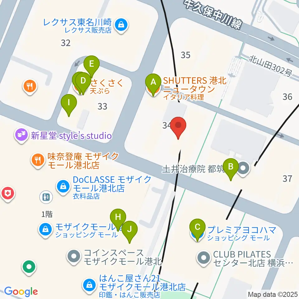 山響楽器店 センター北教室周辺のファミレス・ファーストフード一覧地図