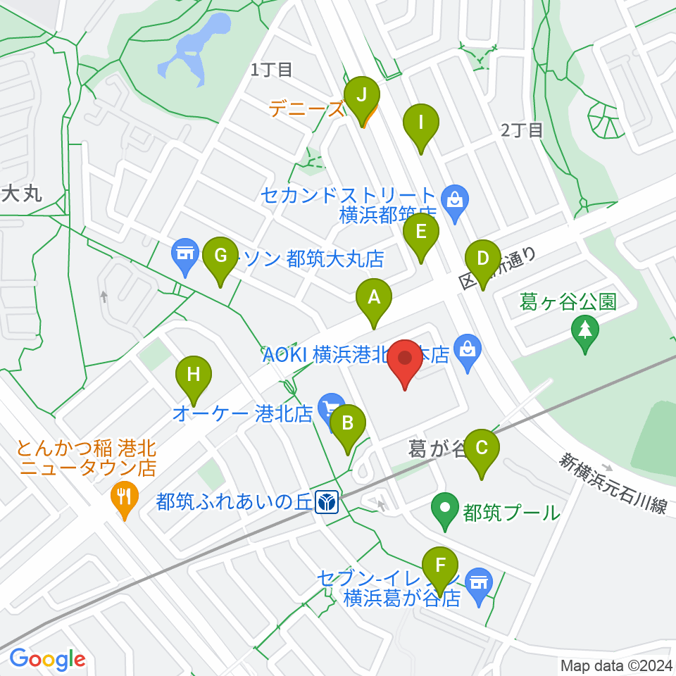 山響楽器店 ふれあいの丘センター周辺のファミレス・ファーストフード一覧地図