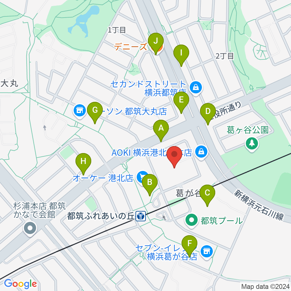 山響楽器店 ふれあいの丘センター周辺のファミレス・ファーストフード一覧地図