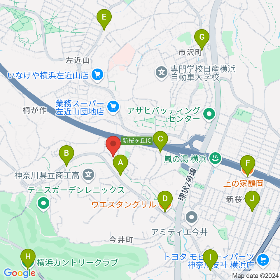 山響楽器店 美立橋教室周辺のファミレス・ファーストフード一覧地図