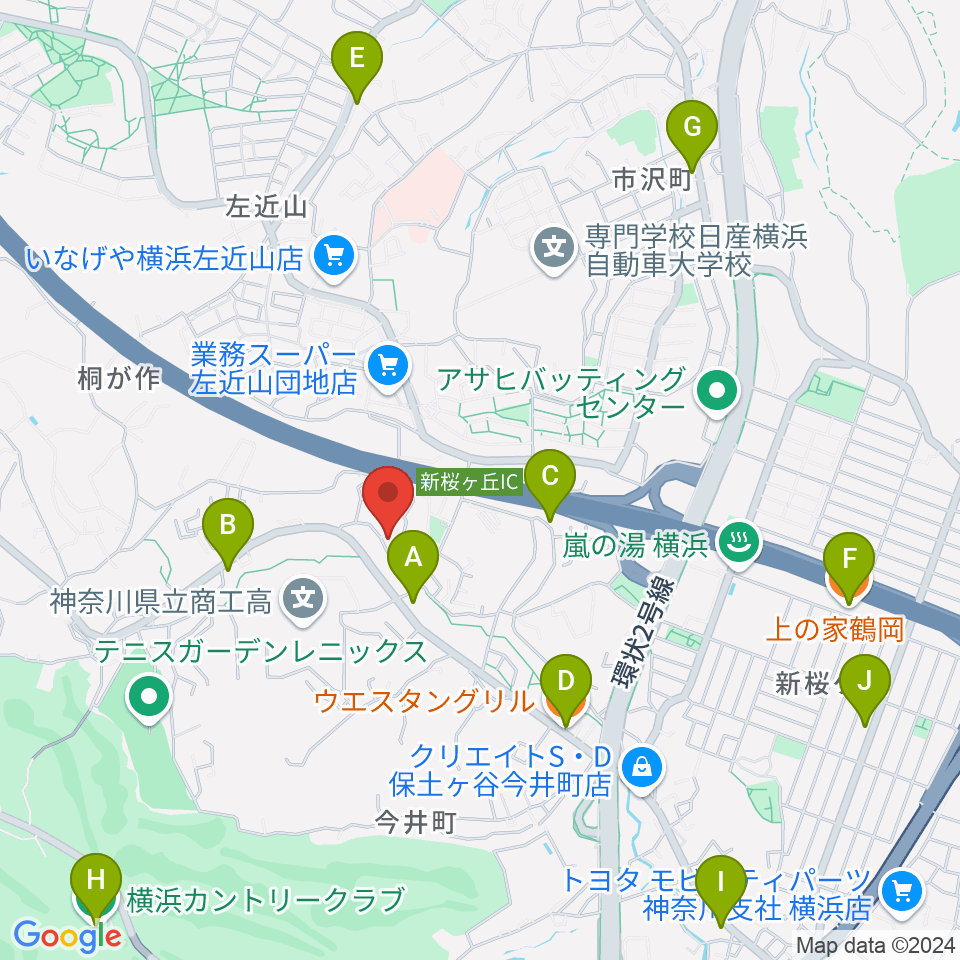 山響楽器店 美立橋教室周辺のファミレス・ファーストフード一覧地図