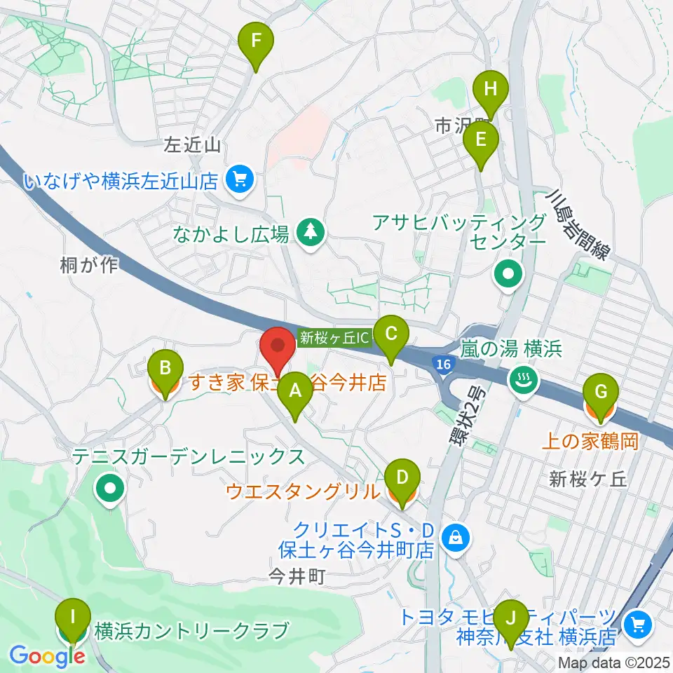 山響楽器店 美立橋教室周辺のファミレス・ファーストフード一覧地図