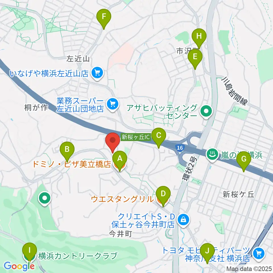 山響楽器店 美立橋教室周辺のファミレス・ファーストフード一覧地図