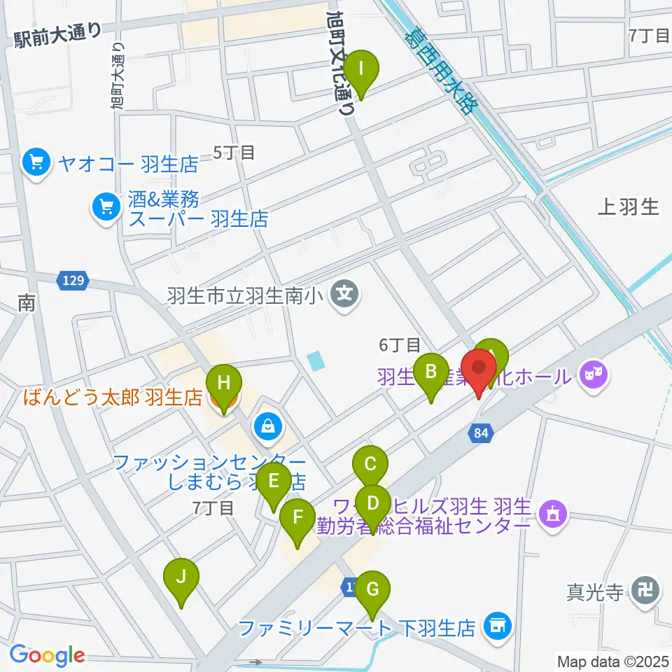 オトワ楽器 ハミングパーク羽生周辺のファミレス・ファーストフード一覧地図