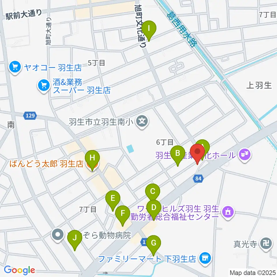 オトワ楽器 ハミングパーク羽生周辺のファミレス・ファーストフード一覧地図