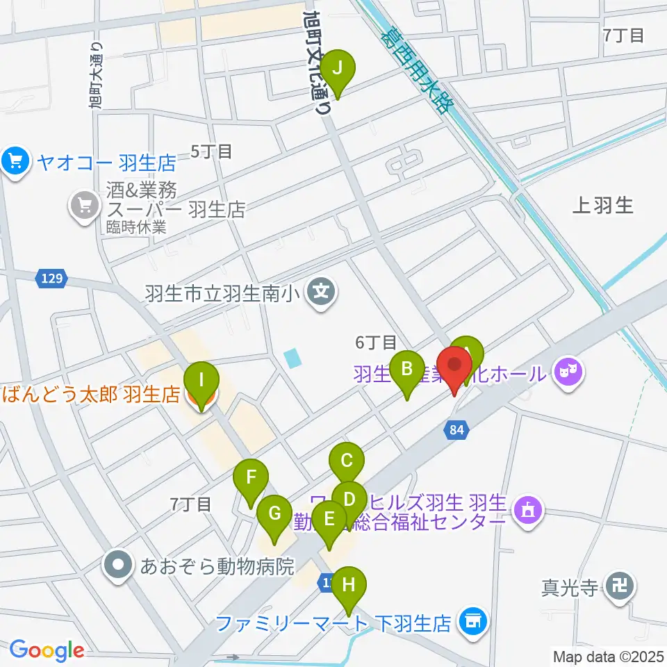 オトワ楽器 ハミングパーク羽生周辺のファミレス・ファーストフード一覧地図