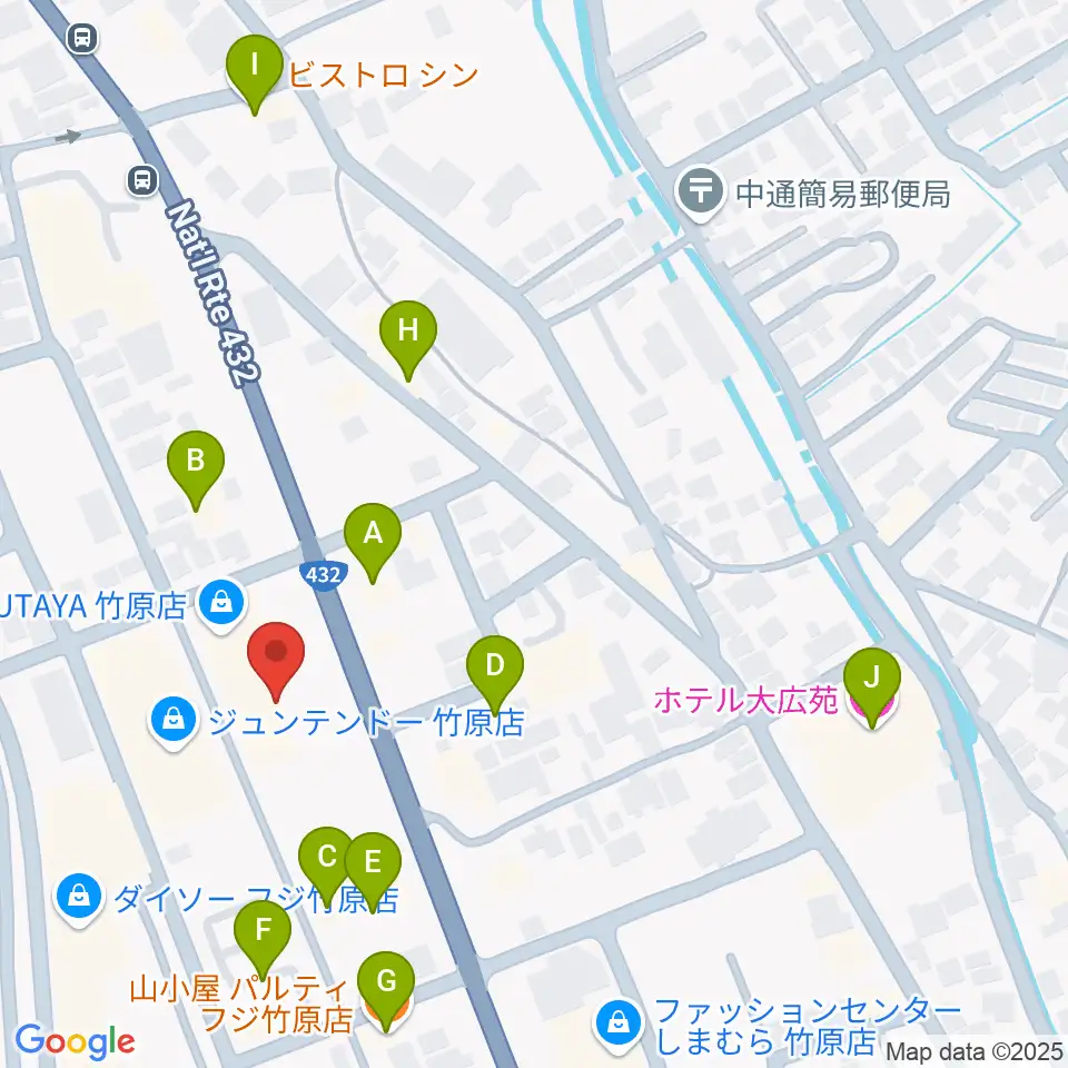 キハラ楽器 竹原センター周辺のファミレス・ファーストフード一覧地図