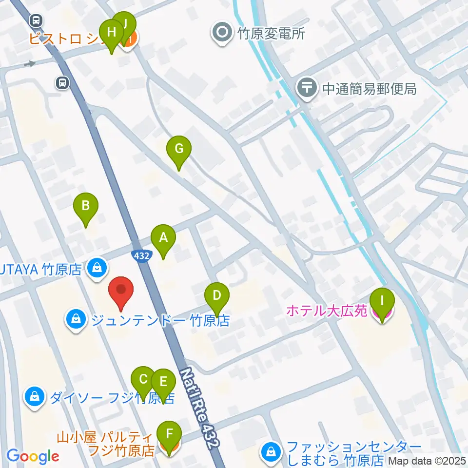 キハラ楽器 竹原センター周辺のファミレス・ファーストフード一覧地図