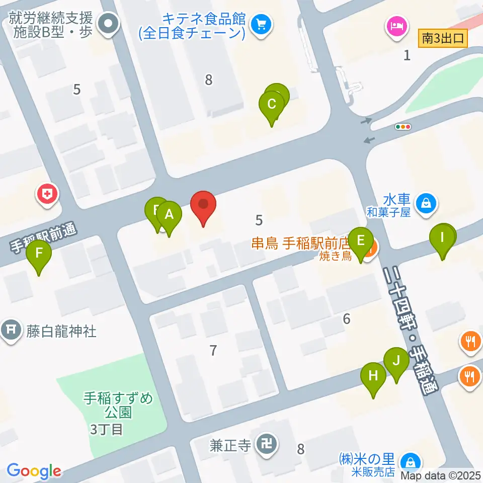 エルム楽器 手稲センター周辺のファミレス・ファーストフード一覧地図