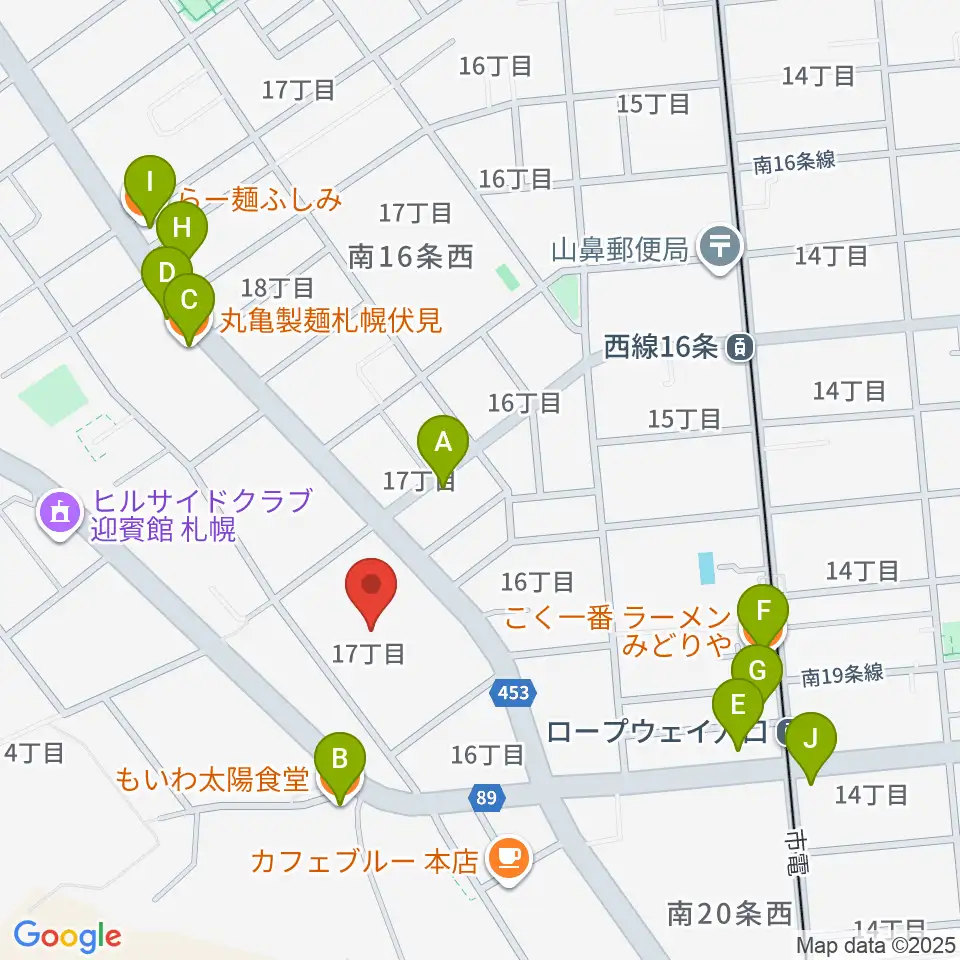 エルム楽器 伏見センター周辺のファミレス・ファーストフード一覧地図