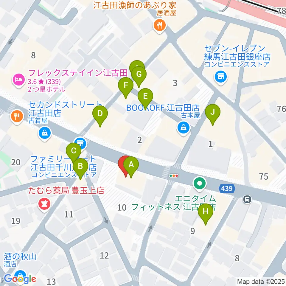 江古田マーキー周辺のファミレス・ファーストフード一覧地図