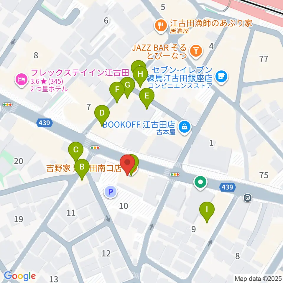 江古田マーキー周辺のファミレス・ファーストフード一覧地図