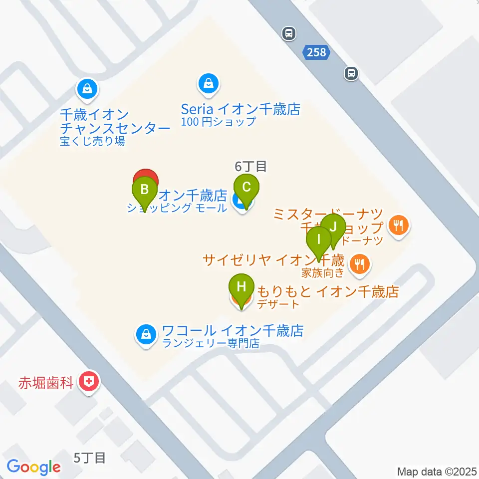 エルム楽器 イオン千歳センター周辺のファミレス・ファーストフード一覧地図