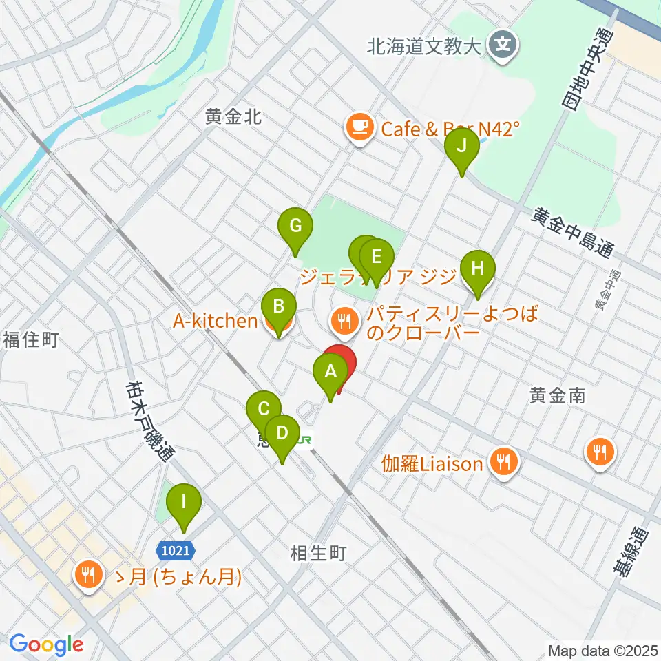 エルム楽器 恵庭駅前センター周辺のファミレス・ファーストフード一覧地図