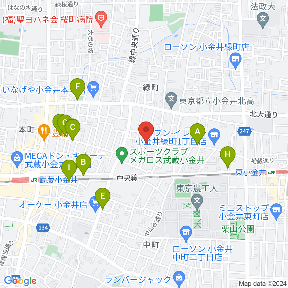 現代座会館周辺のファミレス・ファーストフード一覧地図