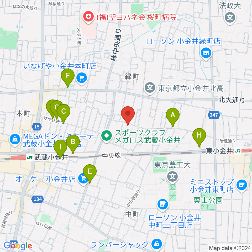 現代座会館周辺のファミレス・ファーストフード一覧地図