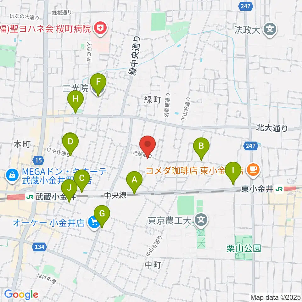 現代座会館周辺のファミレス・ファーストフード一覧地図