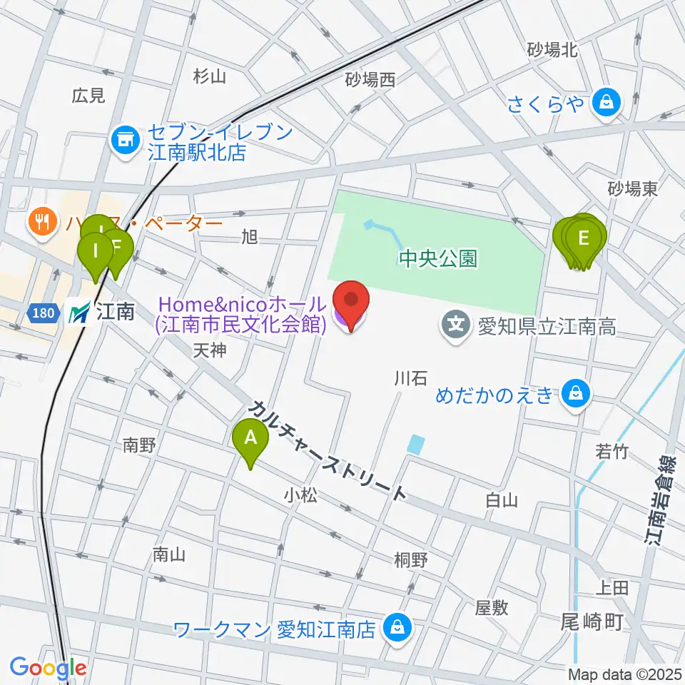 Home&nicoホール周辺のファミレス・ファーストフード一覧地図