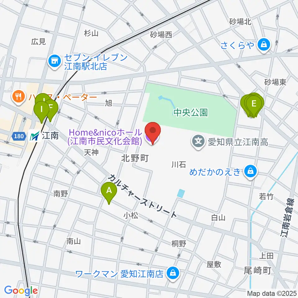 Home&nicoホール周辺のファミレス・ファーストフード一覧地図