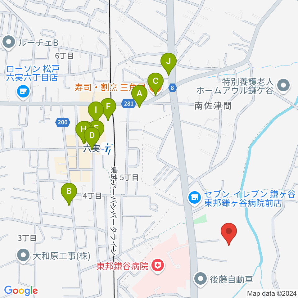 三好ギター教室周辺のファミレス・ファーストフード一覧地図