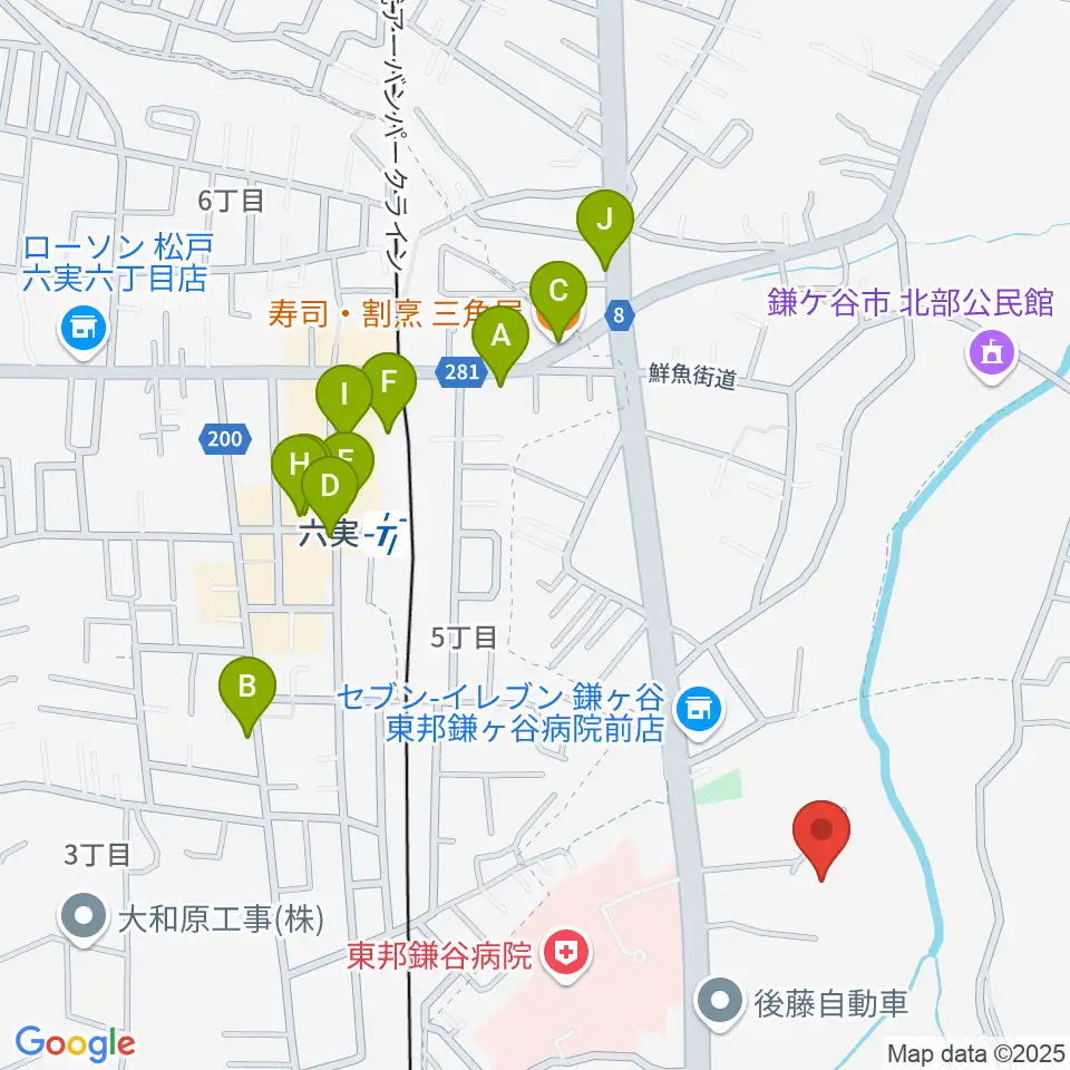 三好ギター教室周辺のファミレス・ファーストフード一覧地図