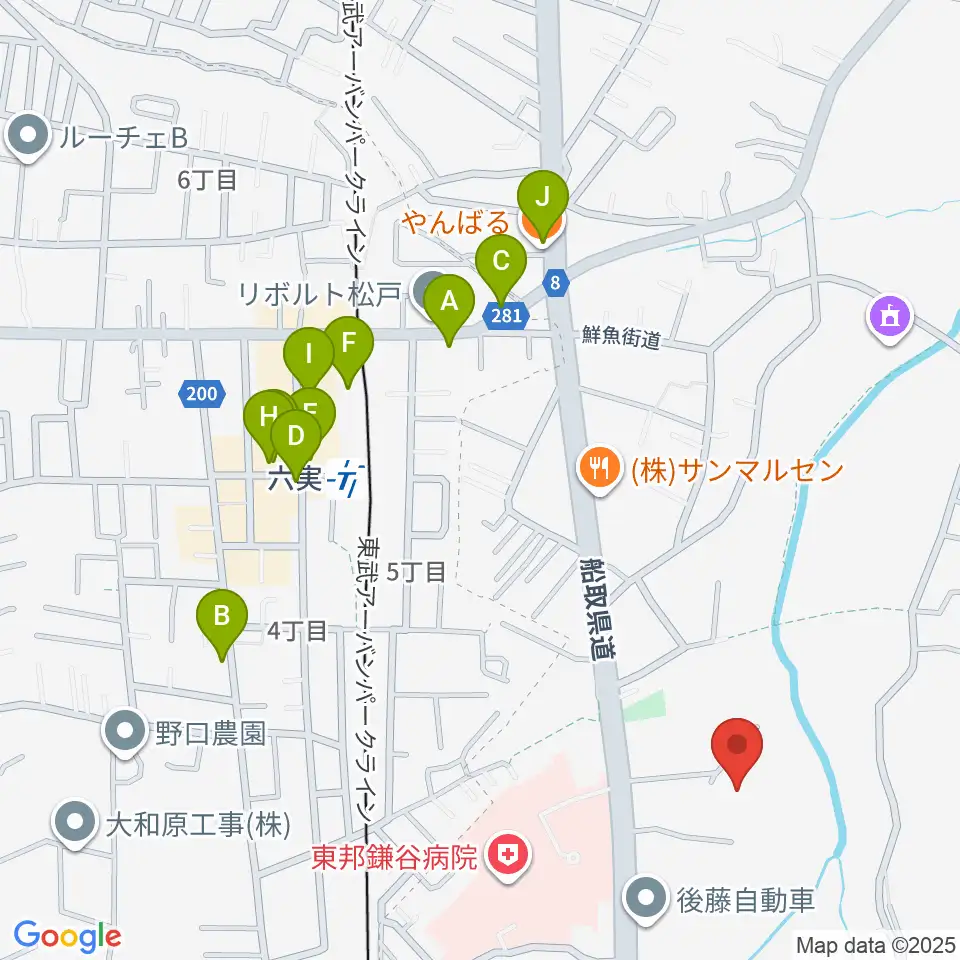 三好ギター教室周辺のファミレス・ファーストフード一覧地図
