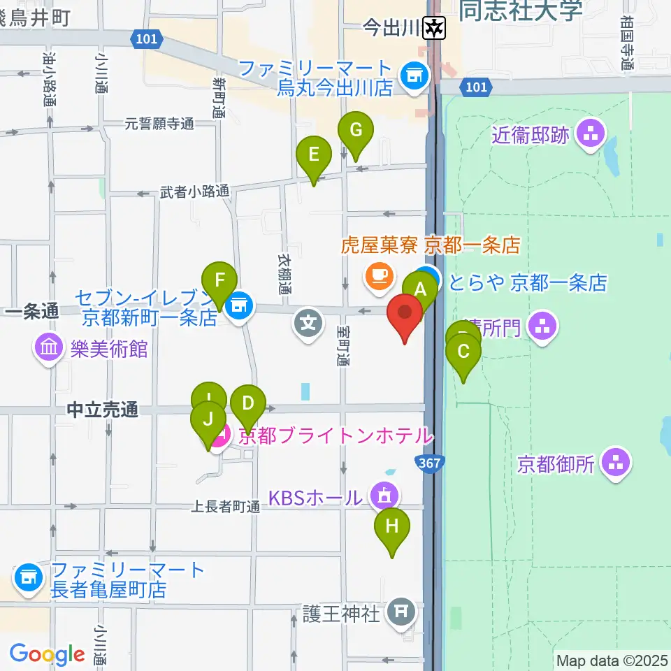 金剛能楽堂周辺のファミレス・ファーストフード一覧地図