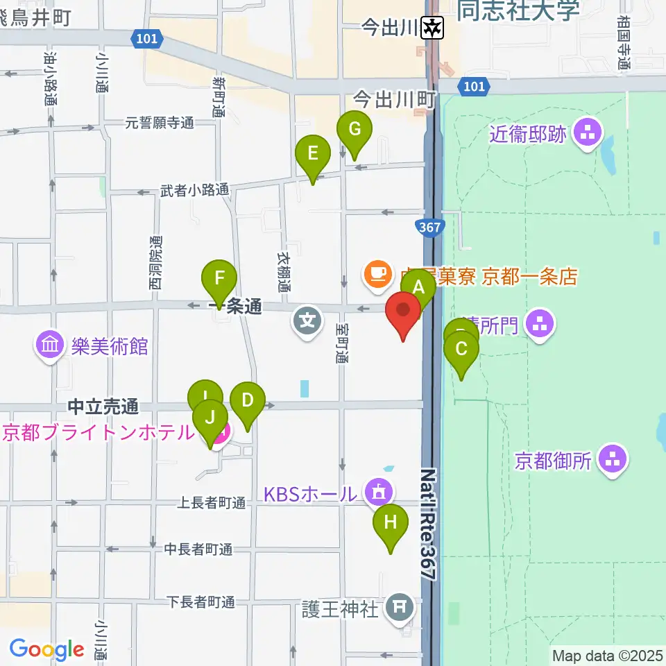金剛能楽堂周辺のファミレス・ファーストフード一覧地図