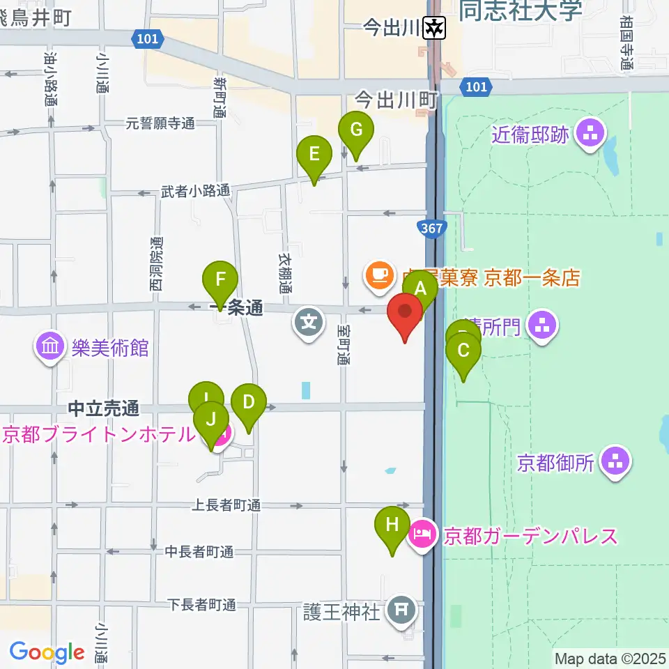金剛能楽堂周辺のファミレス・ファーストフード一覧地図