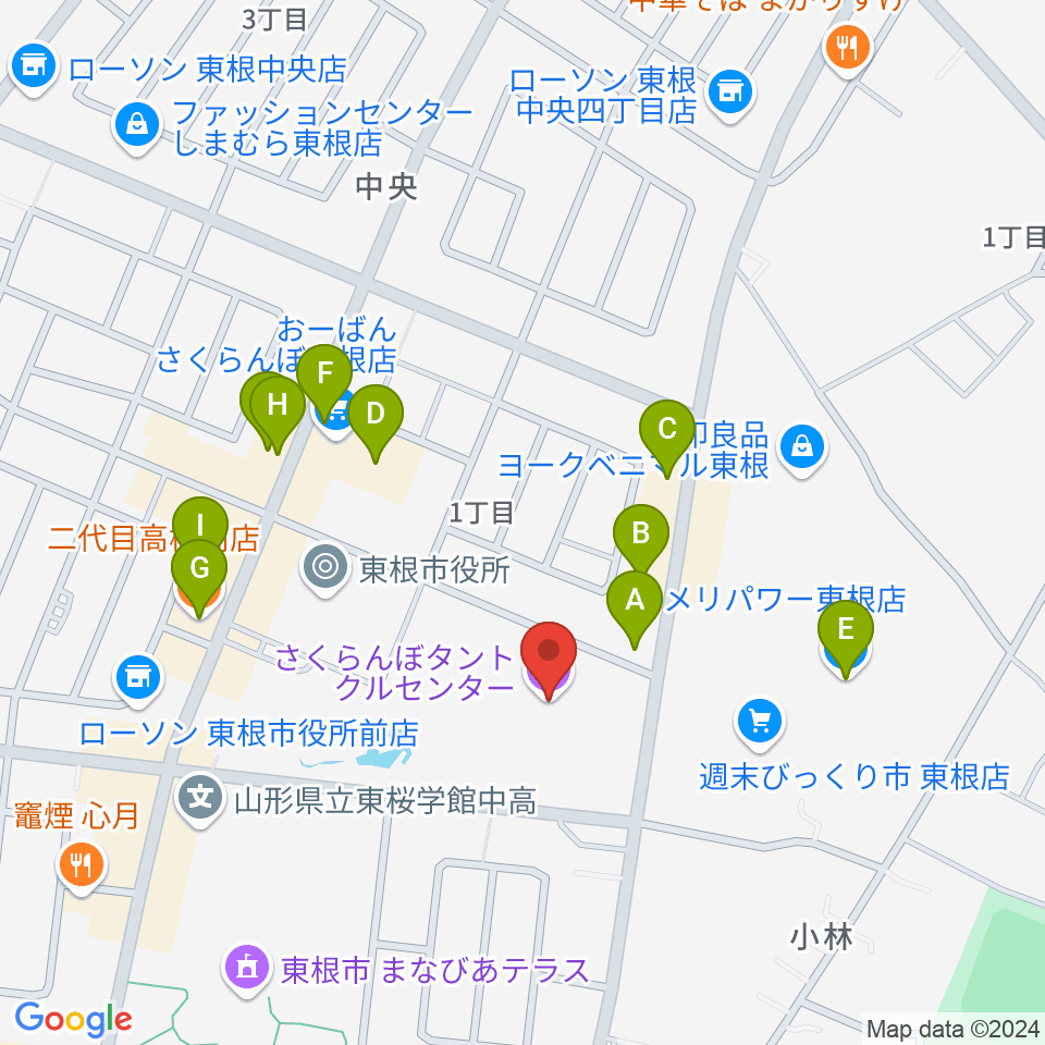 東根市さくらんぼタントクルセンター周辺のファミレス・ファーストフード一覧地図