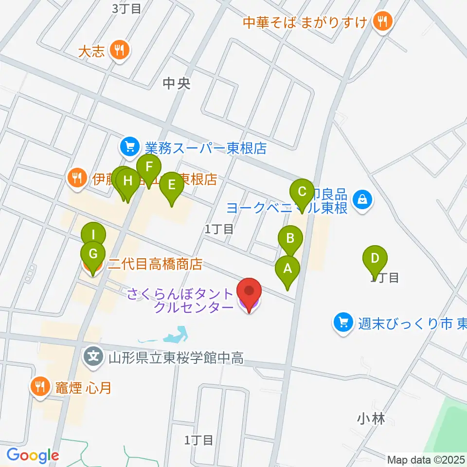 東根市さくらんぼタントクルセンター周辺のファミレス・ファーストフード一覧地図