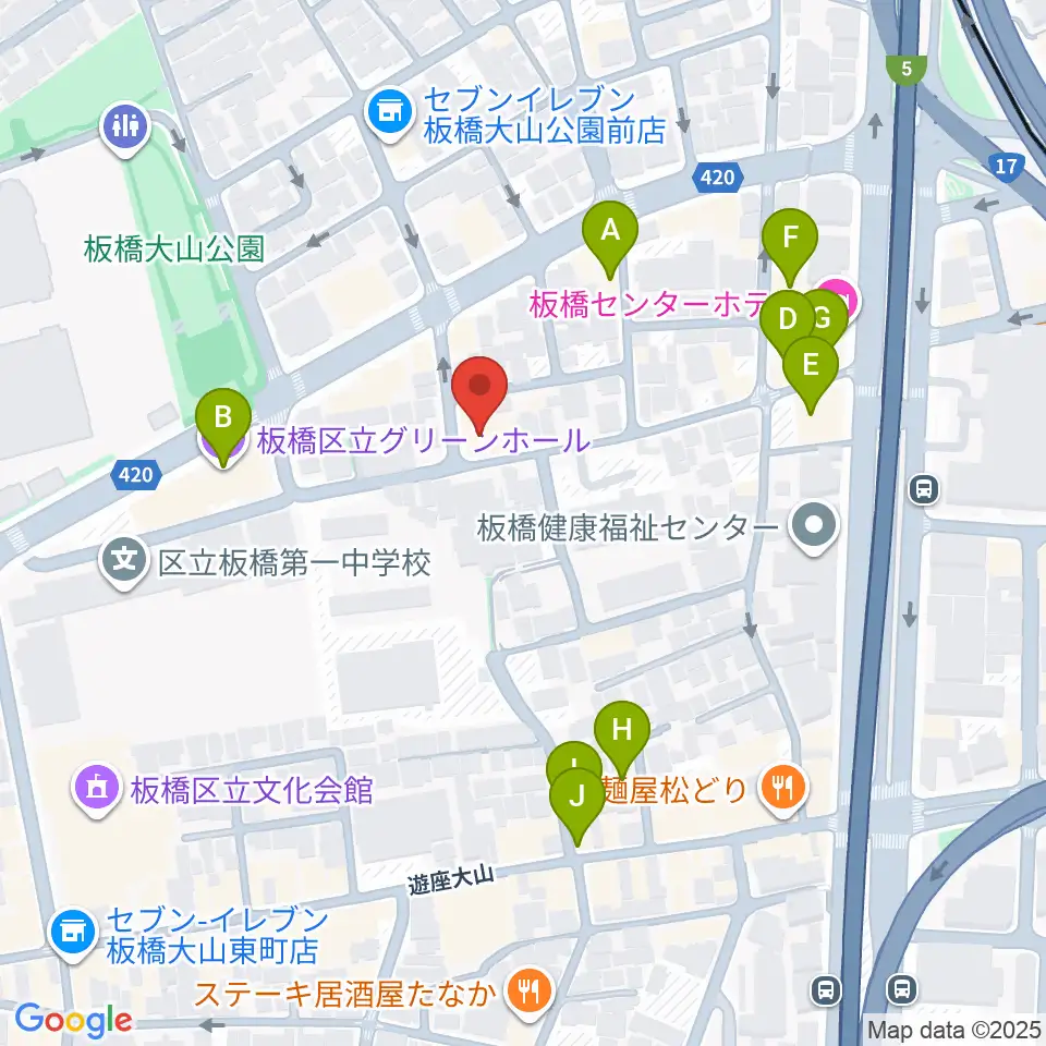 サブテレニアン周辺のファミレス・ファーストフード一覧地図