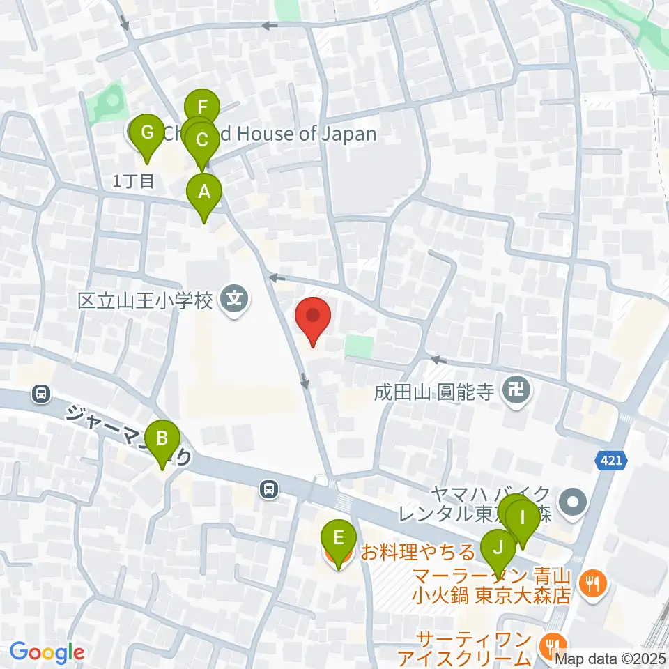 山王フォレスト大森シアター周辺のファミレス・ファーストフード一覧地図