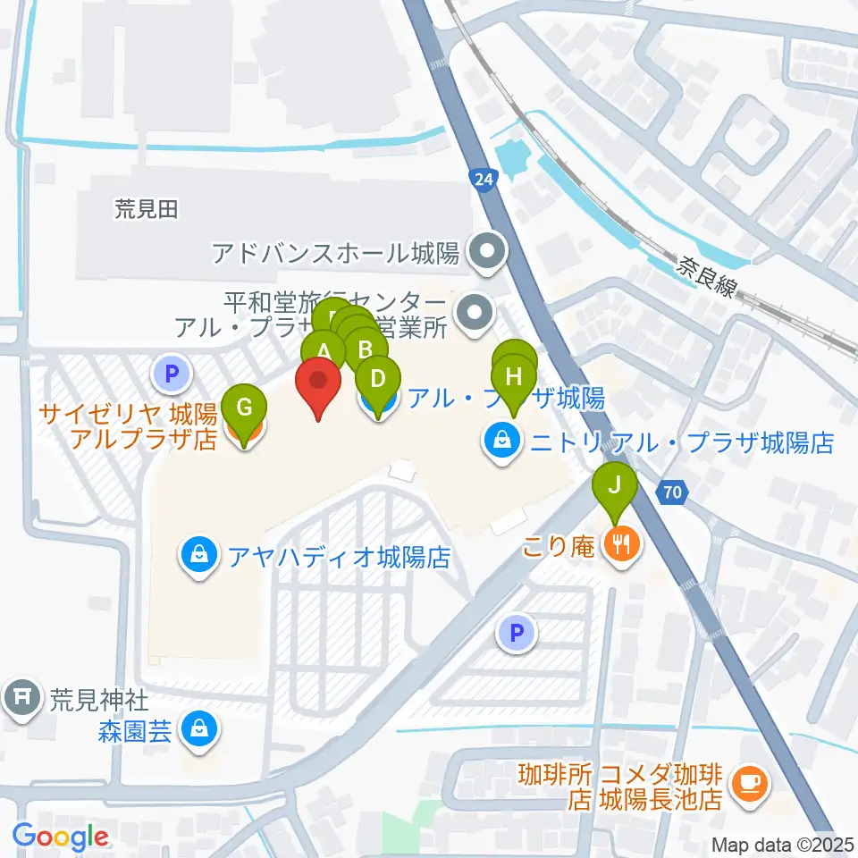 JEUGIA アルプラザ城陽センター周辺のファミレス・ファーストフード一覧地図