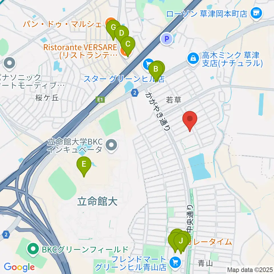 JEUGIA 若草教室周辺のファミレス・ファーストフード一覧地図