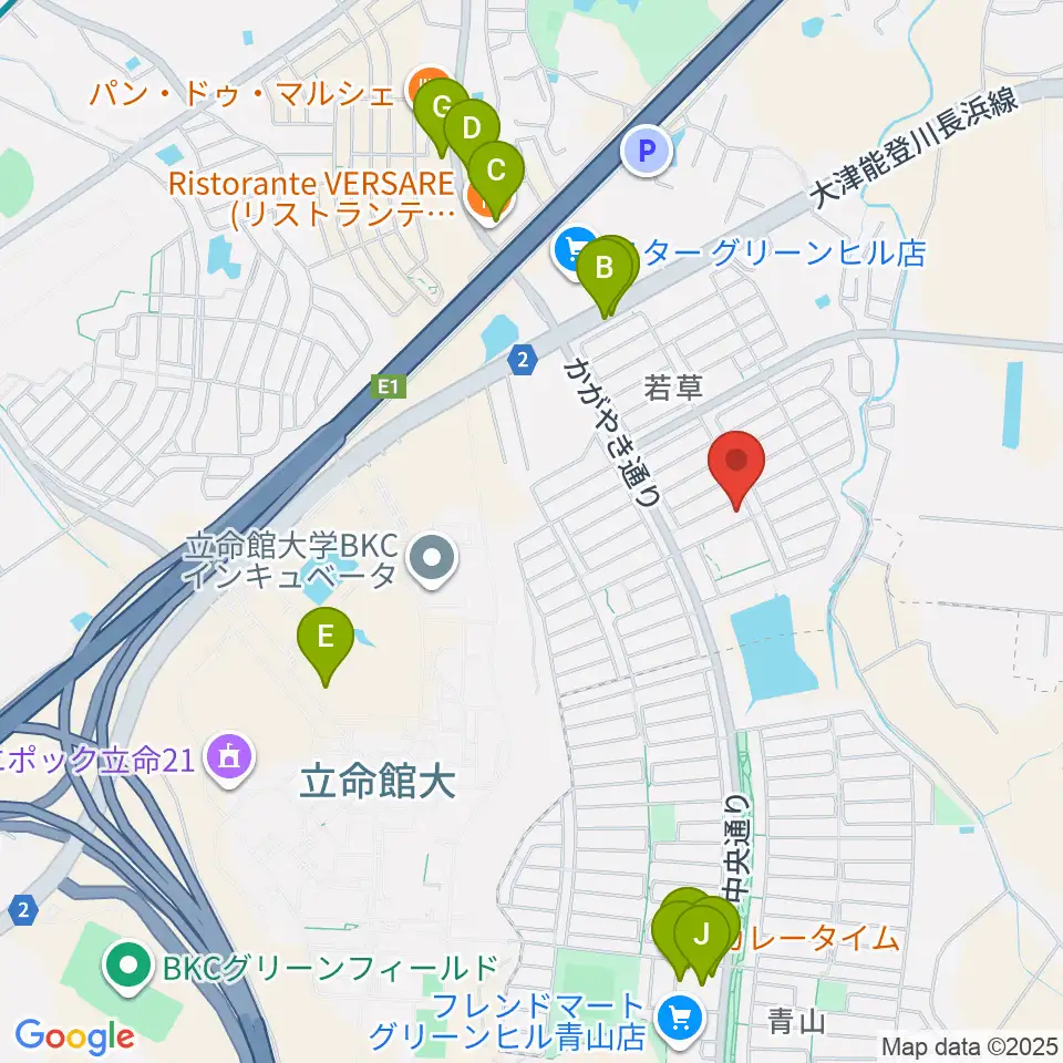 JEUGIA 若草教室周辺のファミレス・ファーストフード一覧地図