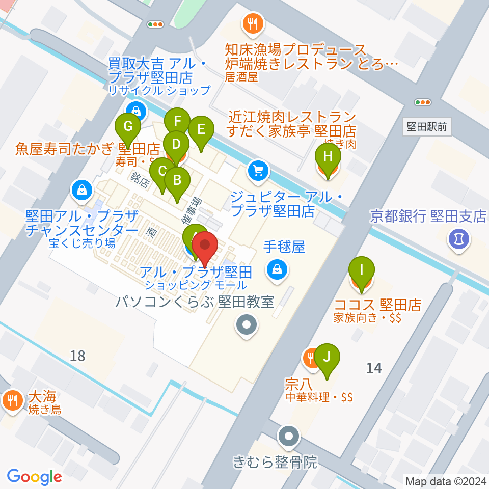 JEUGIA アル・プラザ堅田センター周辺のファミレス・ファーストフード一覧地図